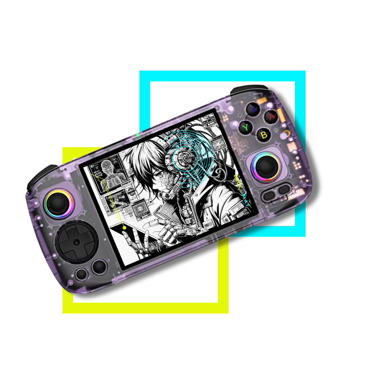 Android ANBERNIC RG406H クリアパープル 収納ケース付き 携帯ゲーム機
