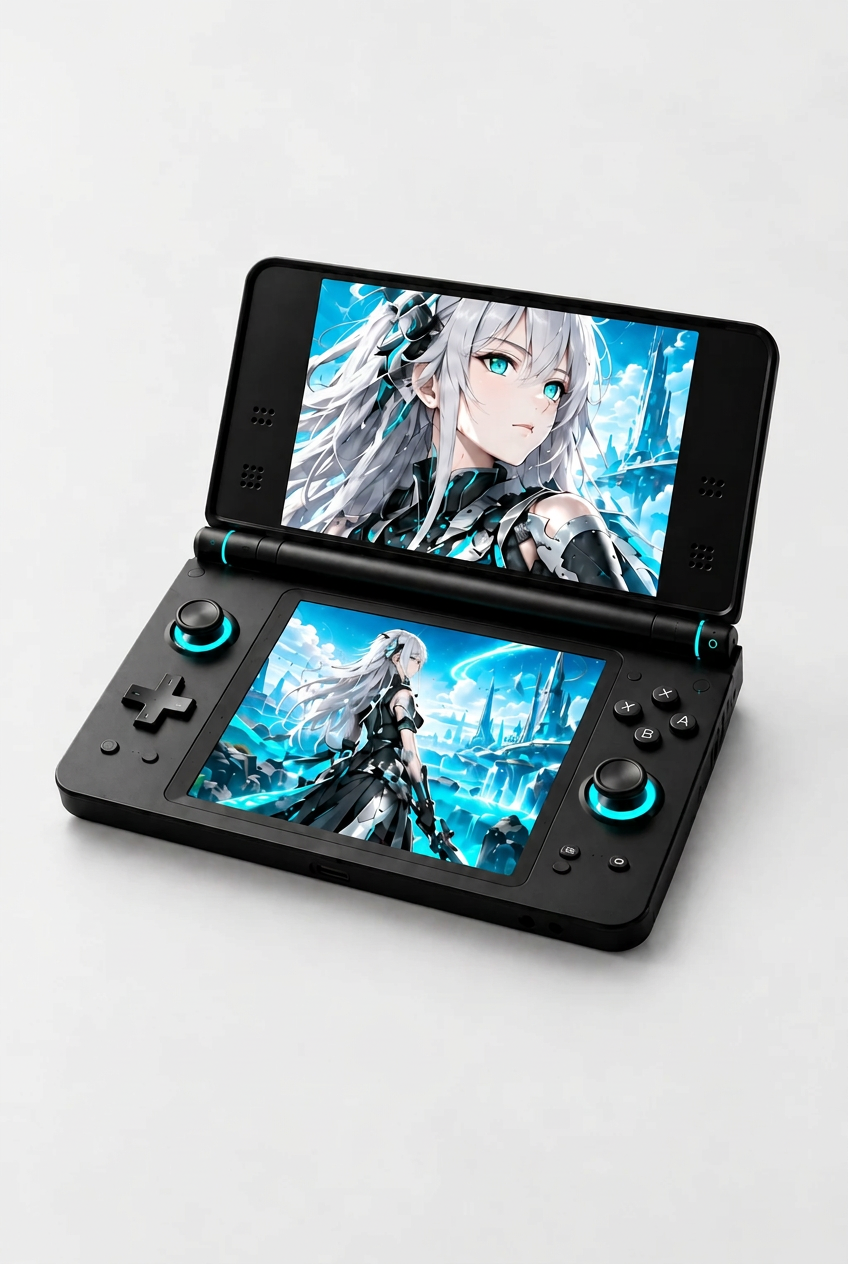 Console Android sur fond gris, format vertical centré