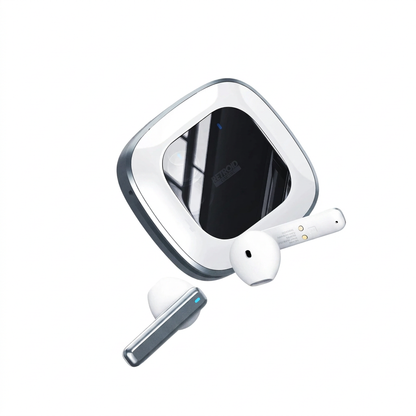 Earbuds blancs sans cadres fluo