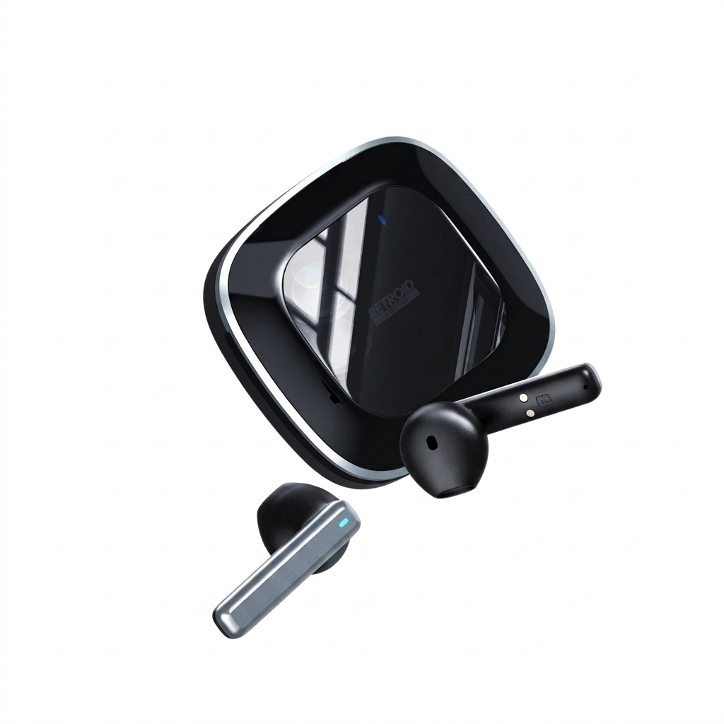 Earbuds noirs sans cadres fluo