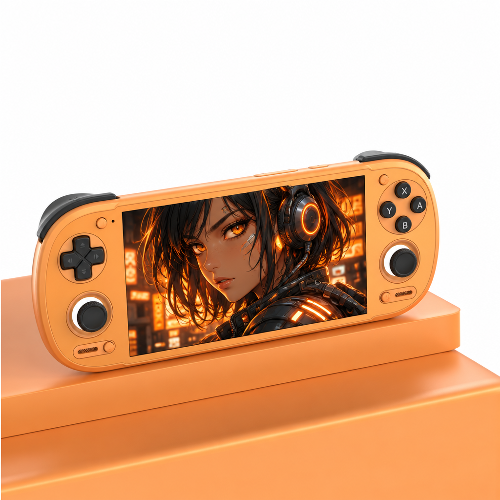 Retroid Pocket 6, coloris orange, version Dpad Top