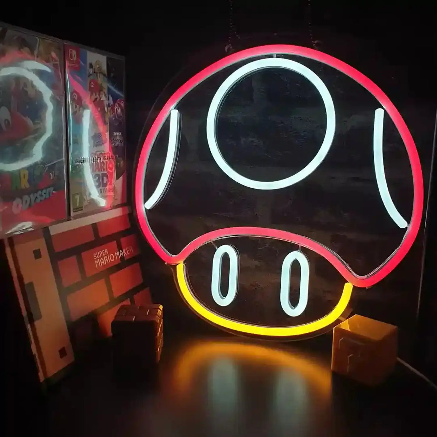 Neon Gaming Room Champignon Mario